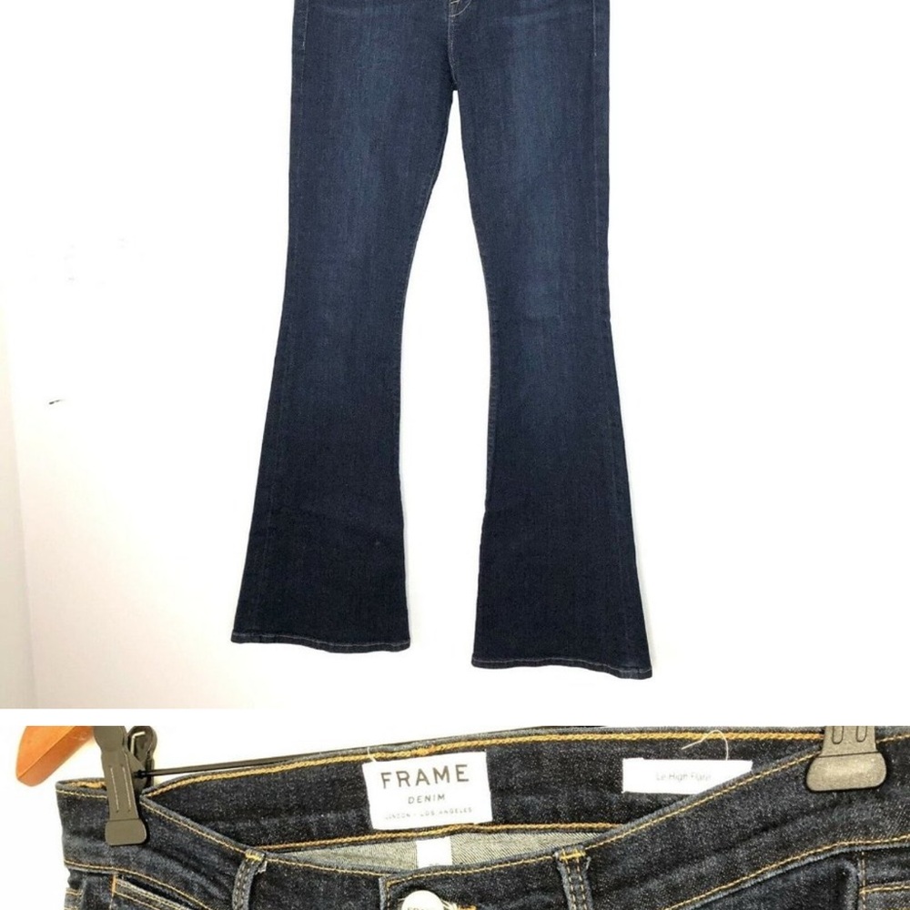 FRAME Le High Flare High-Rise Blue Jeans Women's 29 Dark Wash Wide Leg